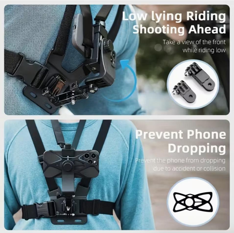 Universal Adjustable Chest Strap Mount for Action Cameras & Smartphones - Secure & Comfortable Fit for Various Devices