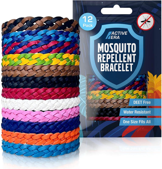 Active Era Explorer Mosquito Repellent Bands - 12 Pack With Assorted Colours, Insect Midge & Mosquito Bracelet - Powerful DEET Free Formula - Waterproof with 250 Hours / 10 Days of Protection Lightweight for Outdoor Activities (Multi Colour - 12 Pack)