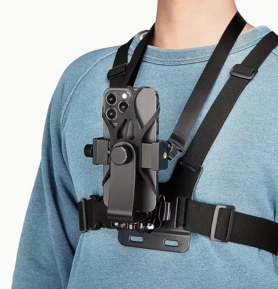 Universal Adjustable Chest Strap Mount for Action Cameras & Smartphones - Secure & Comfortable Fit for Various Devices